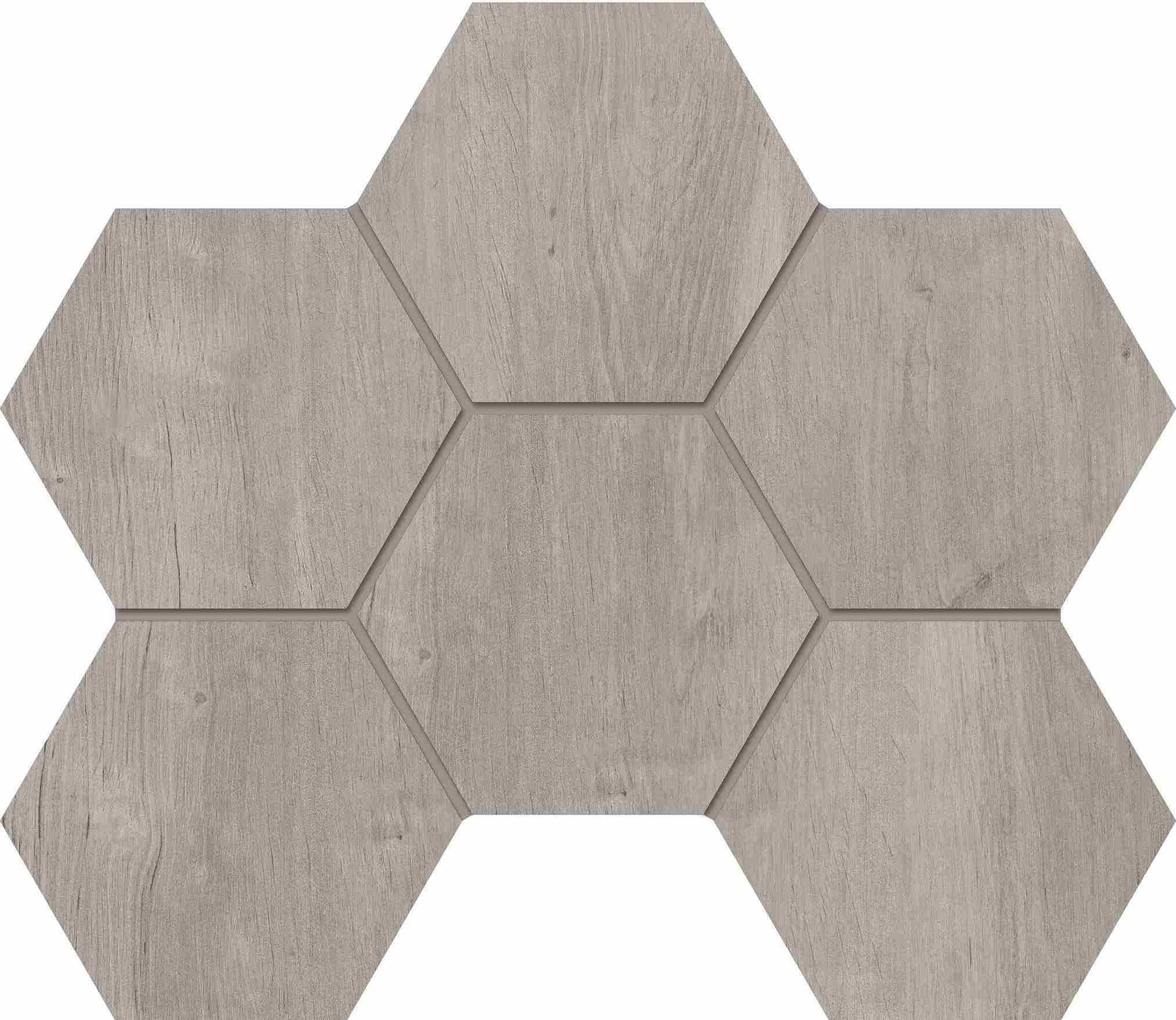 SF03 Soft Wood Grey Hexagon 250x285 неполированный серый мозаика