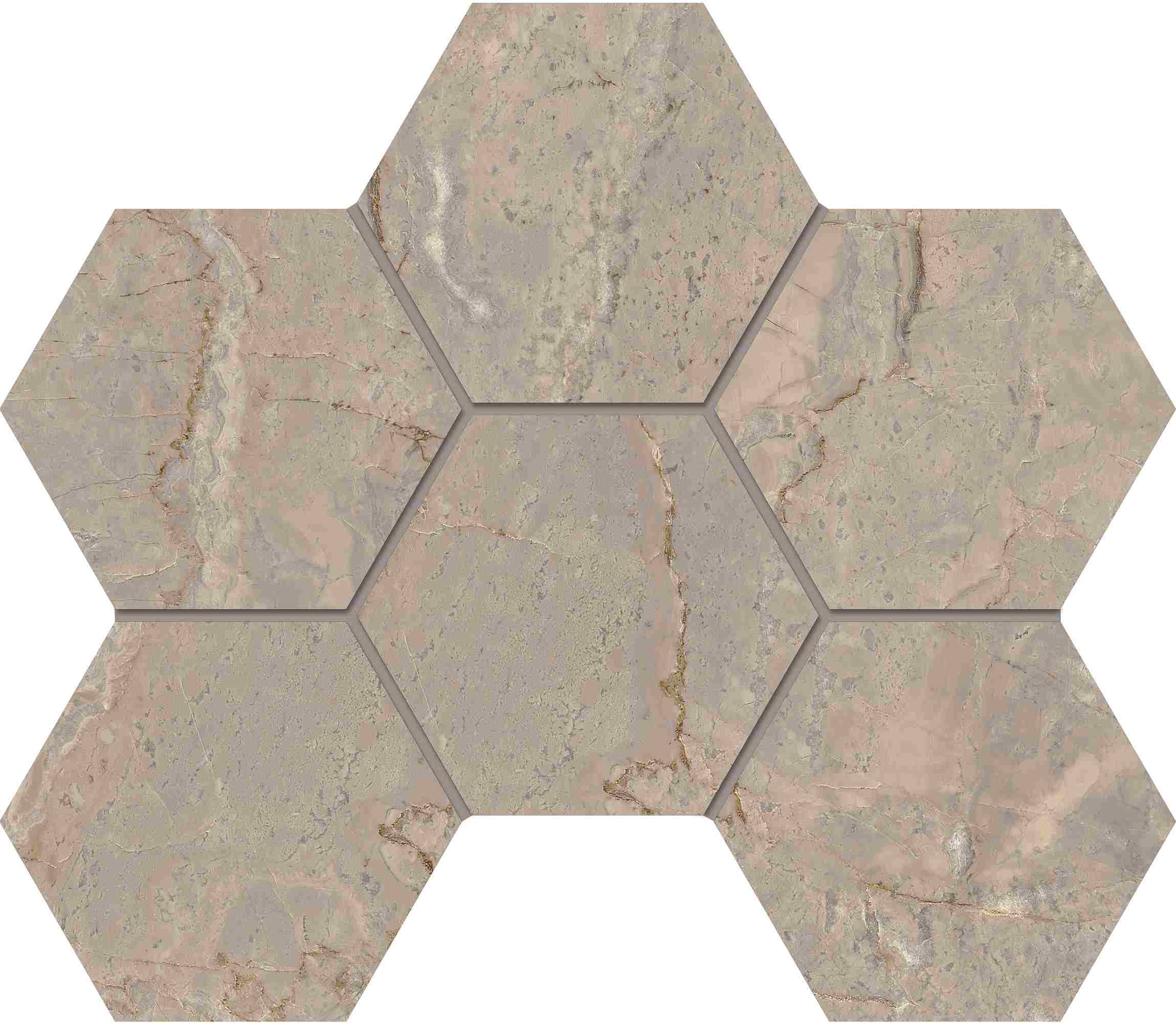 BR02 Bernini Beige Hexagon 250x285 полированный бежевый мозаика